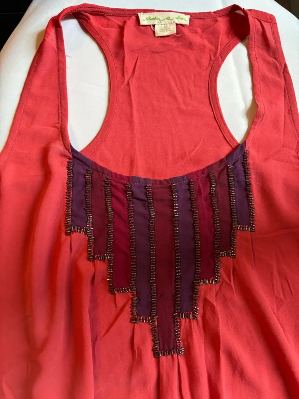 Staring at Stars by Anthropologie| Beaded Coral Tank – Size S - Picture 5 of 8